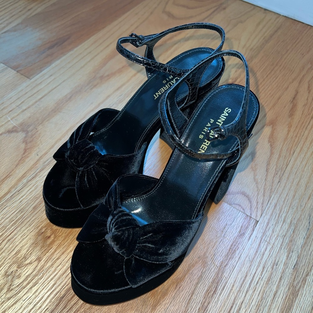 Saint Laurent Bianca velvet platform sandals